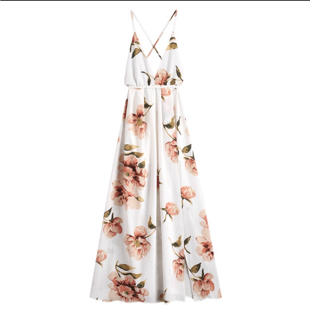New Zaful white floral halter dress
